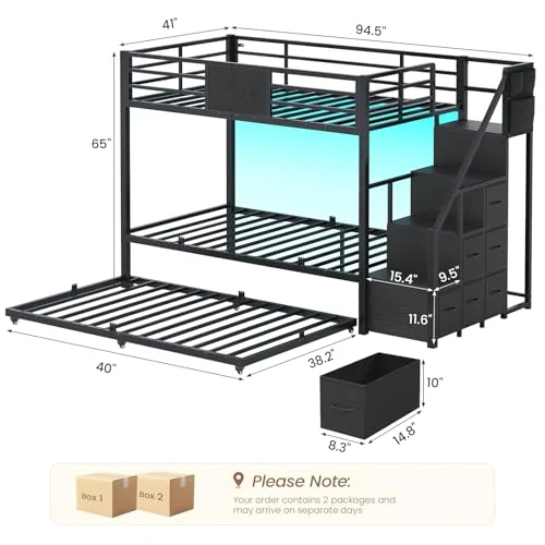 BTHFST Twin Over Twin Bunk Bed with Trundle, photograph 2 of 9 published for this piece
