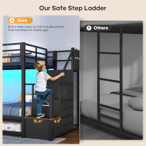 BTHFST Twin Over Twin Bunk Bed with Trundle, photograph 3 of 9 published for this piece