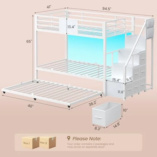 BTHFST Twin Over Twin Bunk Bed with Trundle, photograph 2 of 9 published for this piece