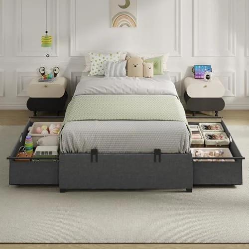 BTHFST Twin Size Bed Frame with 2 Large Storage, photograph 3 of 7 published for this piece