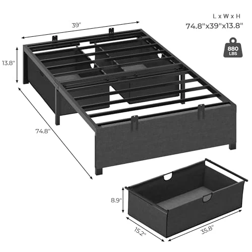 BTHFST Twin Size Bed Frame with 2 Large Storage, photograph 6 of 7 published for this piece