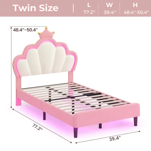 BTHFST Twin Size Bed Frame with LED Lights, photograph 2 of 8 published for this piece