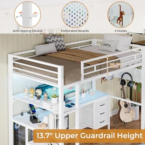 BTHFST Twin Size Loft Bed with Desk and Storage, photograph 6 of 8 published for this piece