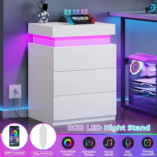 BTHFST White Nightstand with Charging Station, photograph 3 of 7 published for this piece
